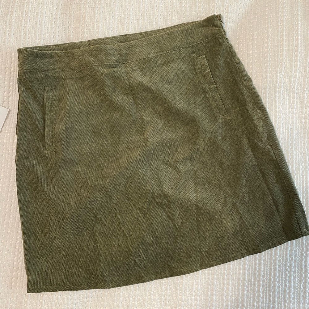 NWT Olive Green Corduroy Skirt